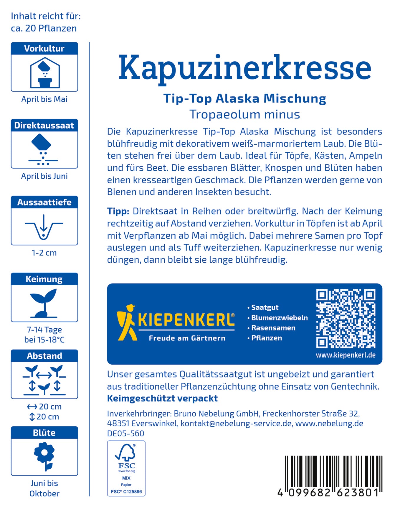 Kapuzinerkresse Tip-Top Alaska Mischung