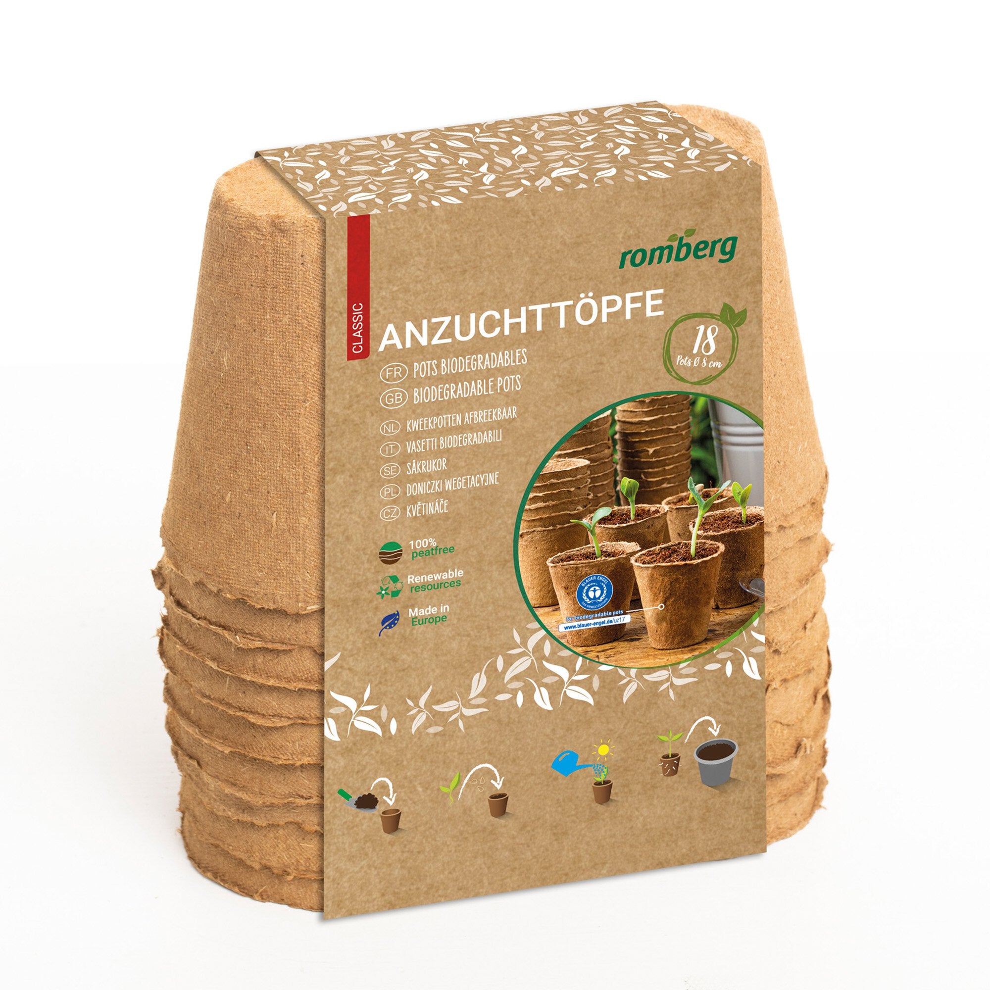 18 Anzuchttöpfe 8 cm rund