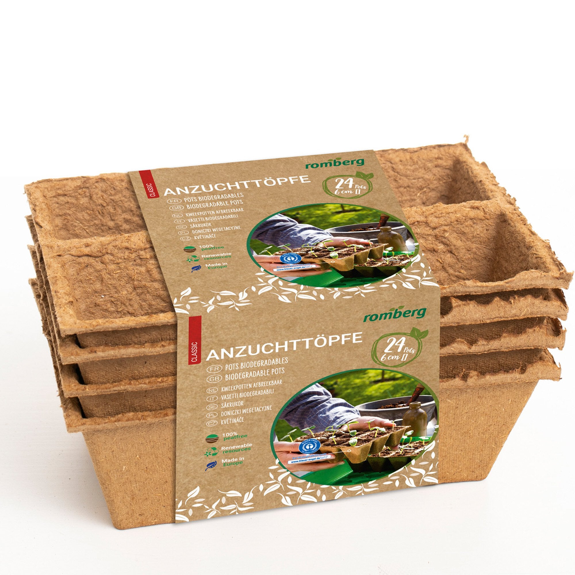 24 Anzuchttöpfe 6 cm quadratisch 4 Strips je 6 Töpfe