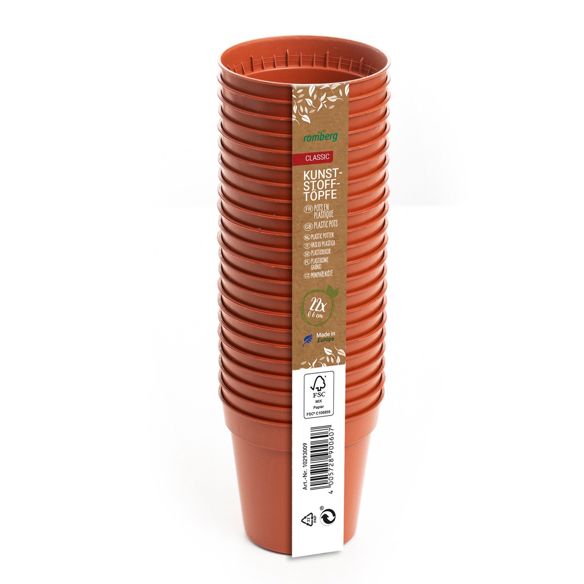 22 Kunststofftöpfe 6 cm terracotta rund