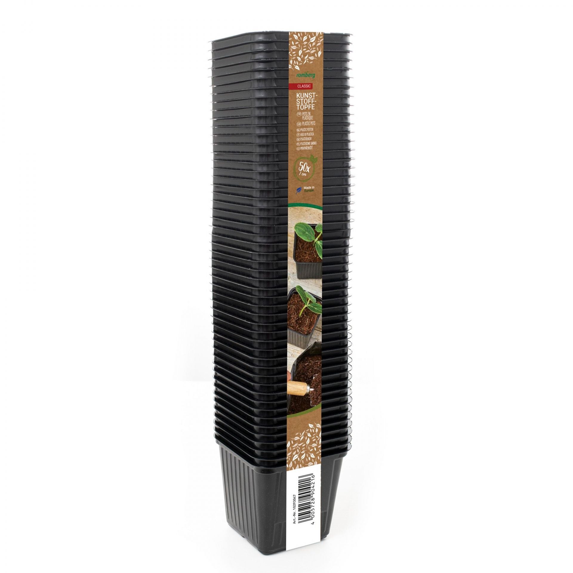 50 Kunststofftöpfe 7 cm quadr., Farbe: schwarz, Großpackung