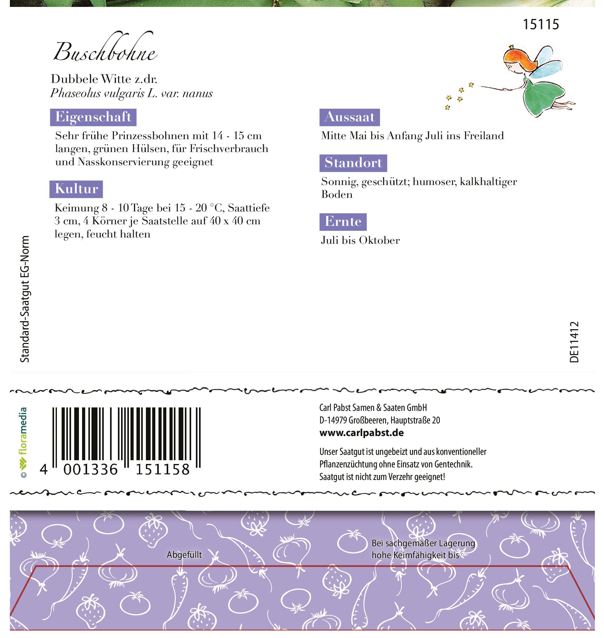 Buschbohne Dubbele Witte z.dr.