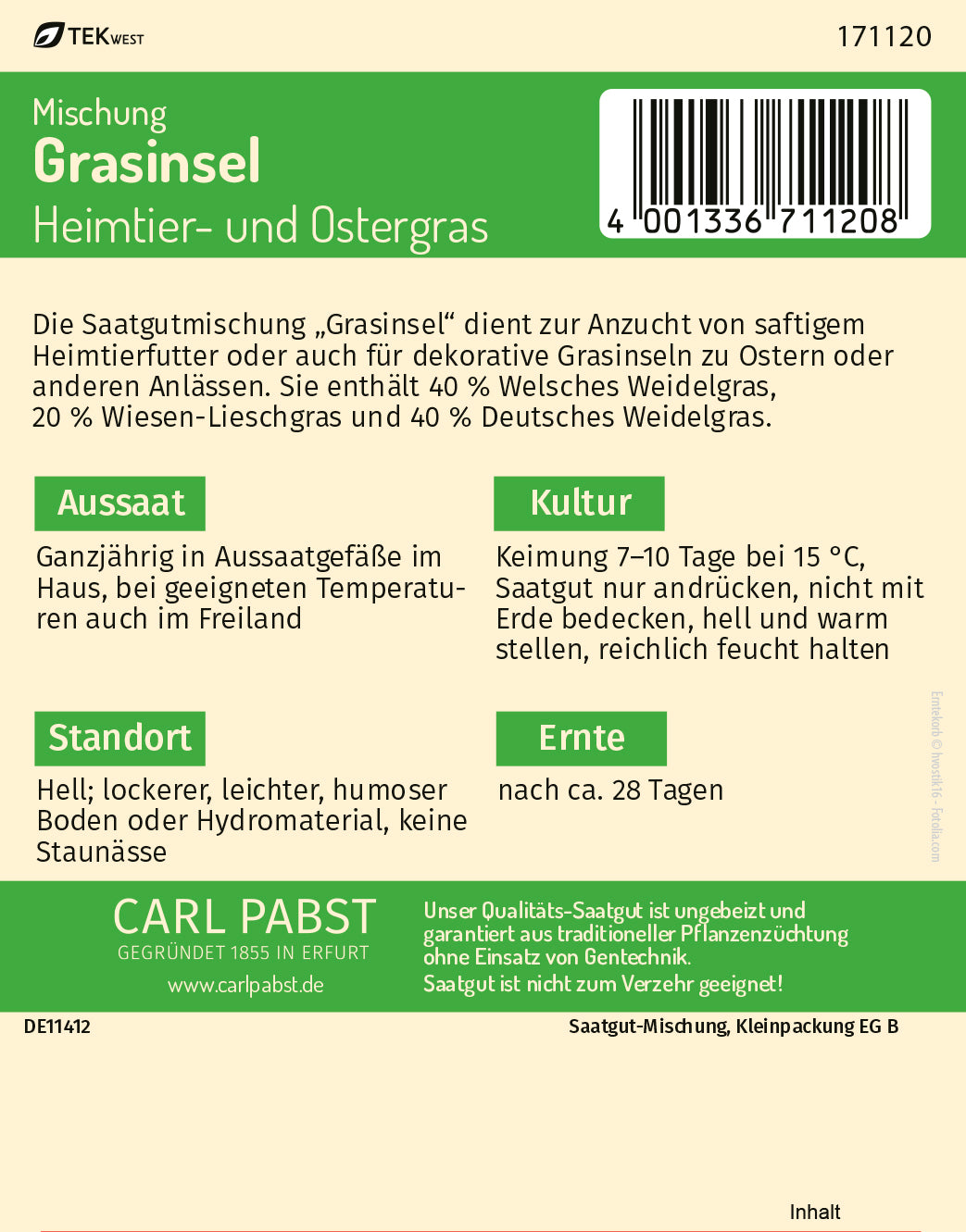 Grasinsel Heimtier- und Ostergras