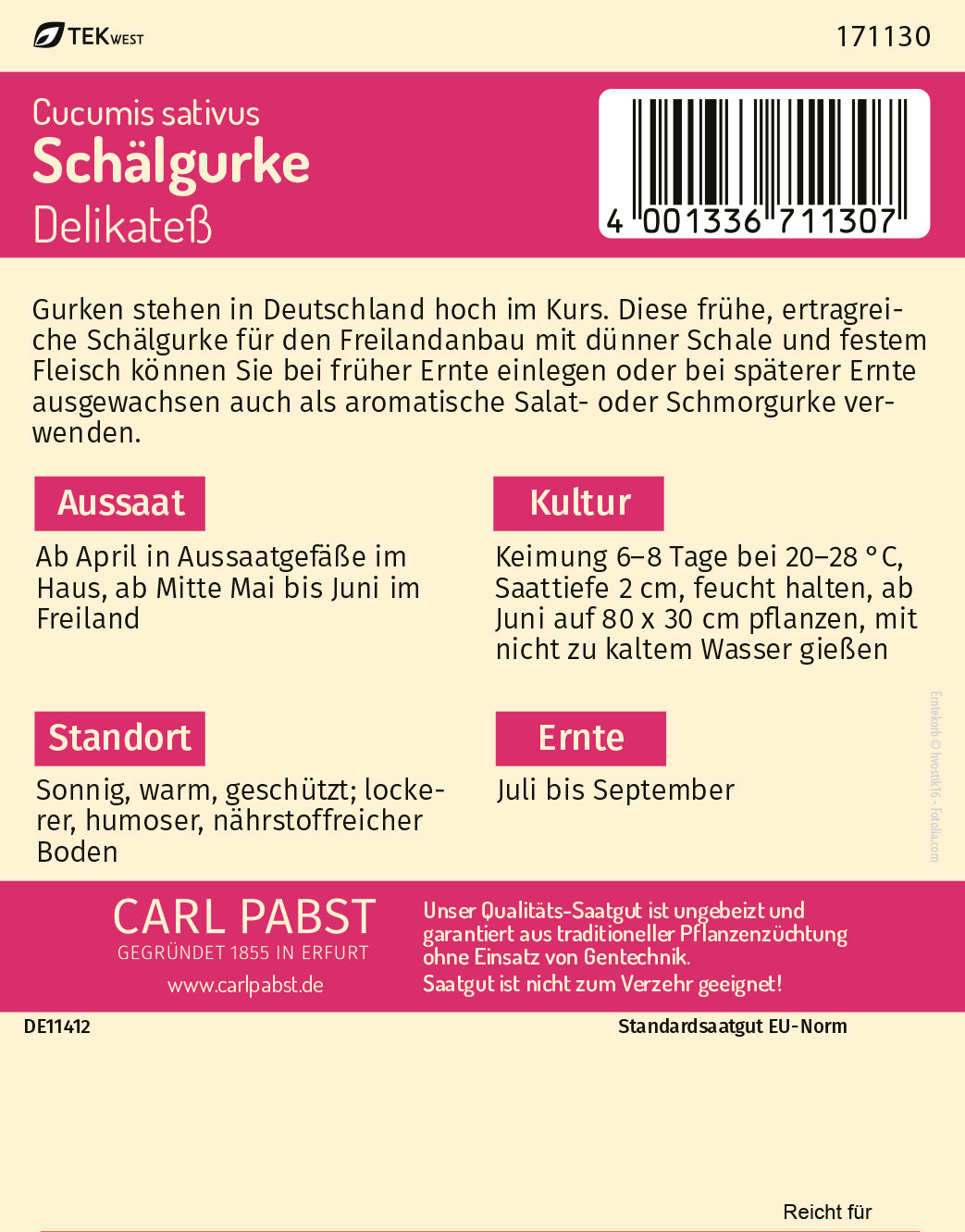 Schälgurke früh & mittellang Delikateß