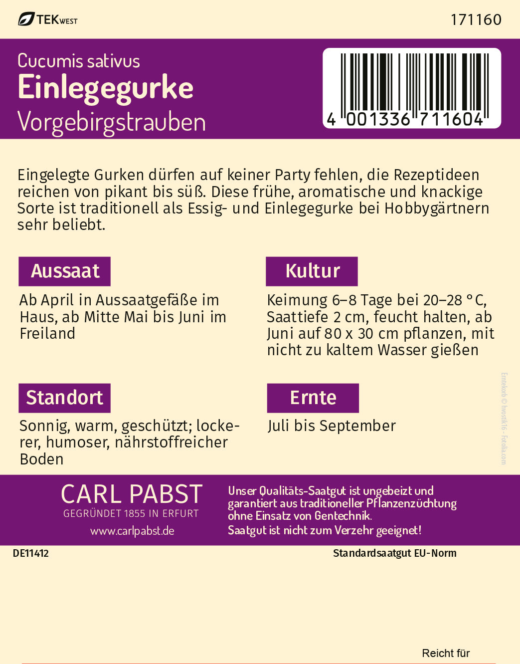 Einlegegurke kurz & oval Vorgebirgstrauben