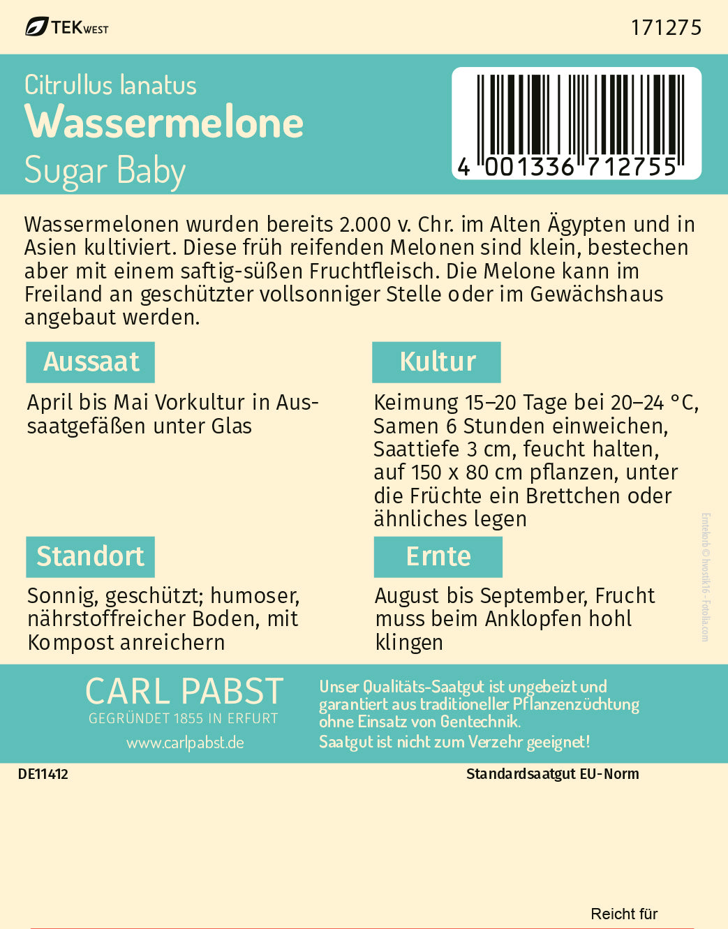 Wassermelone früh & kleinfrüchtig Sugar Baby