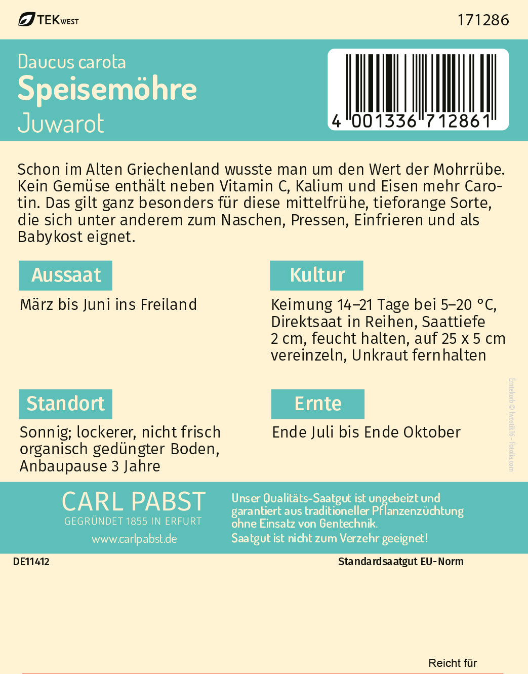 Speisemöhre mittelfrüh & carotinreich Juwarot