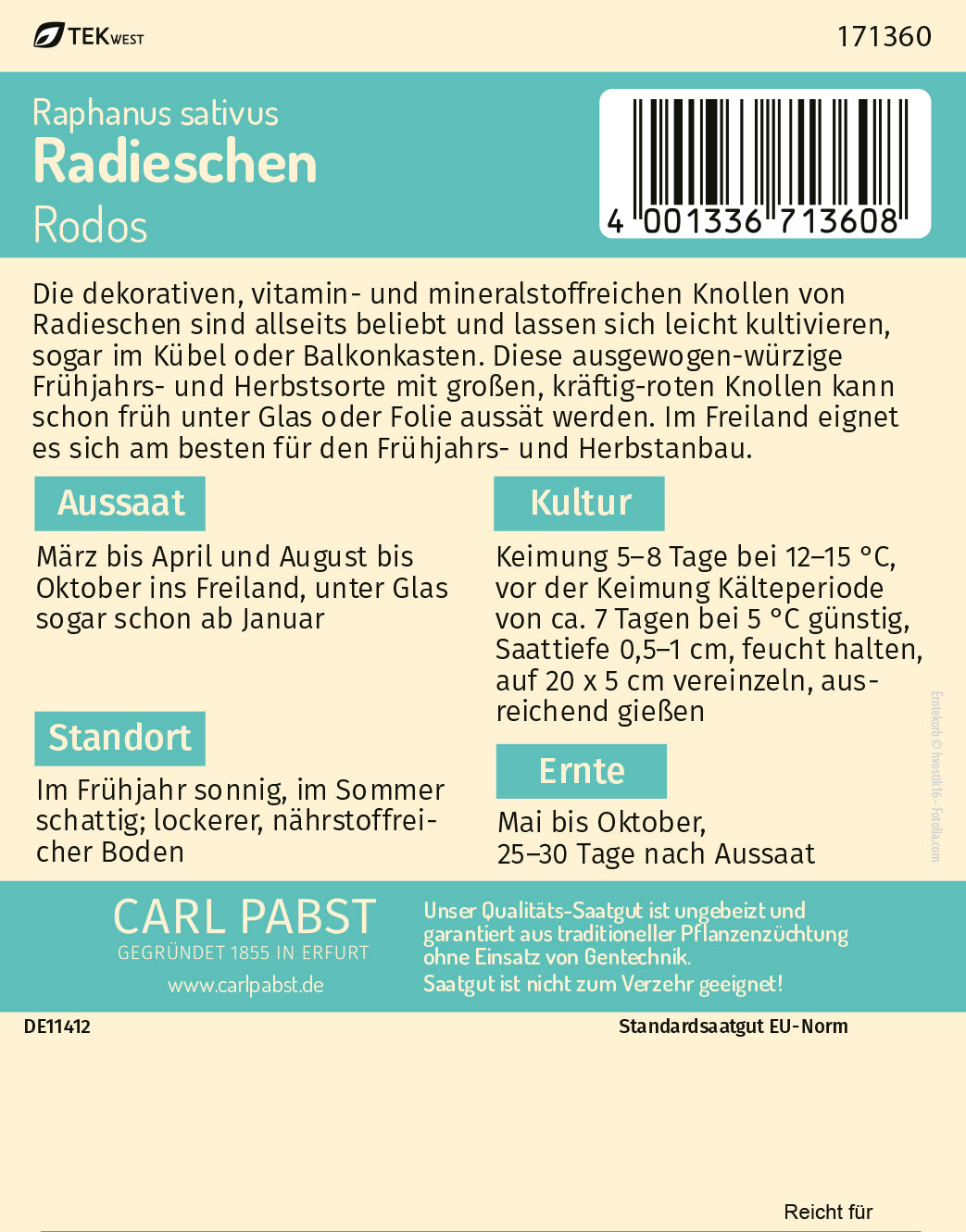 Radieschen früh & platzfest Rodos