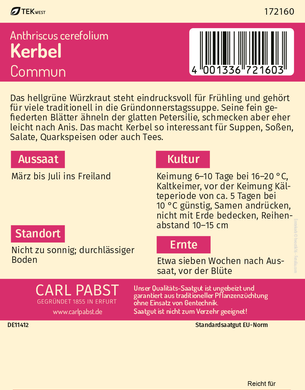 Kerbel krausblättrig & aromatisch Commun