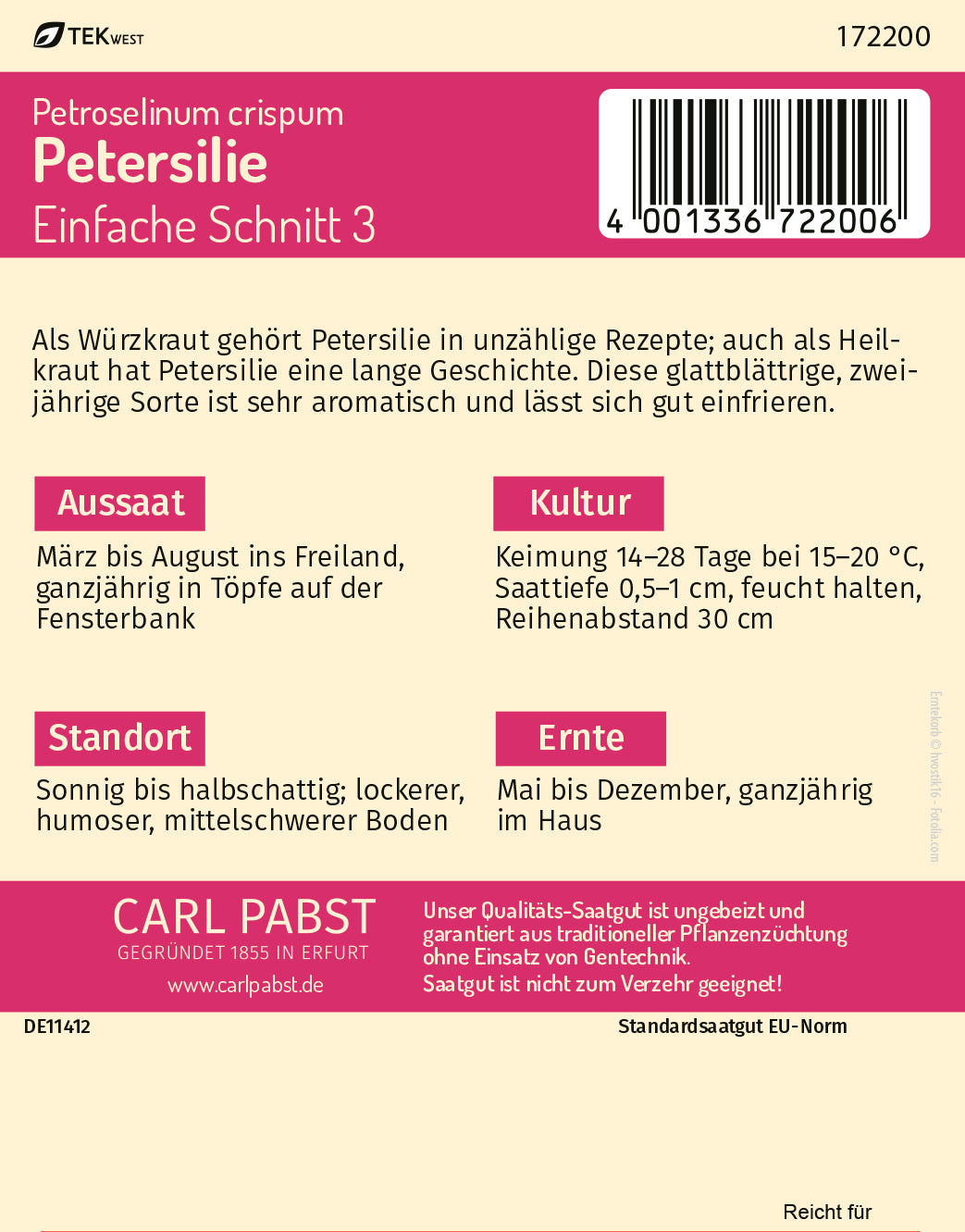 Petersilie glattblättrig & vielseitig Einfache Schnitt 3