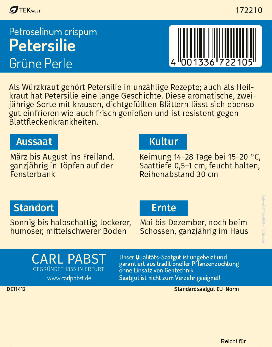 Petersilie gekraust & treibfähig Grüne Perle