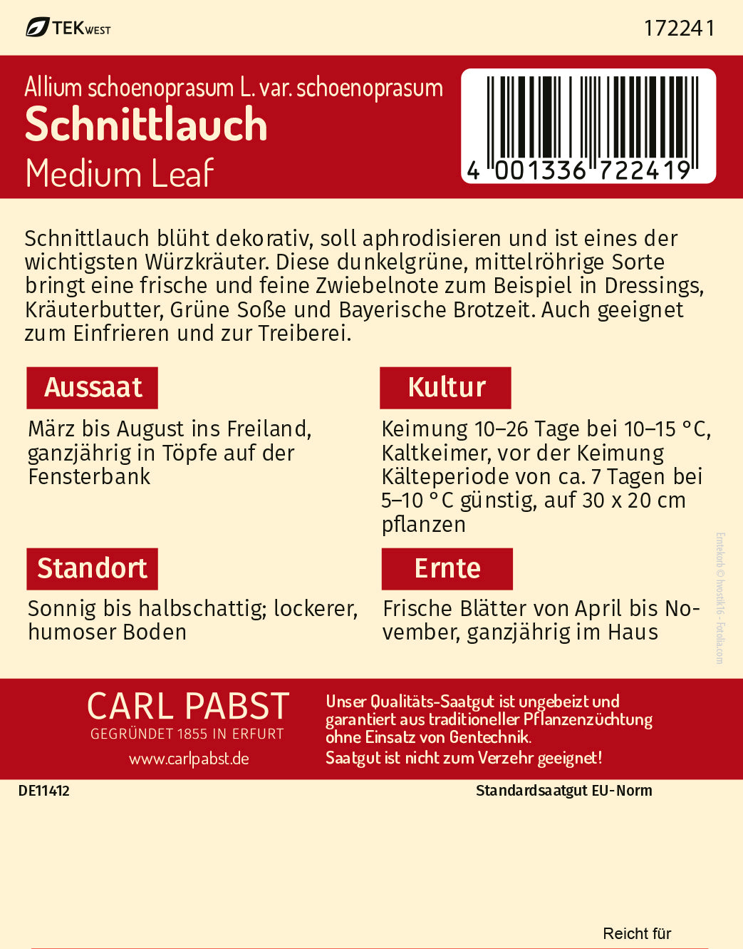 Schnittlauch mehrjährig & mittelröhrig Medium Leaf