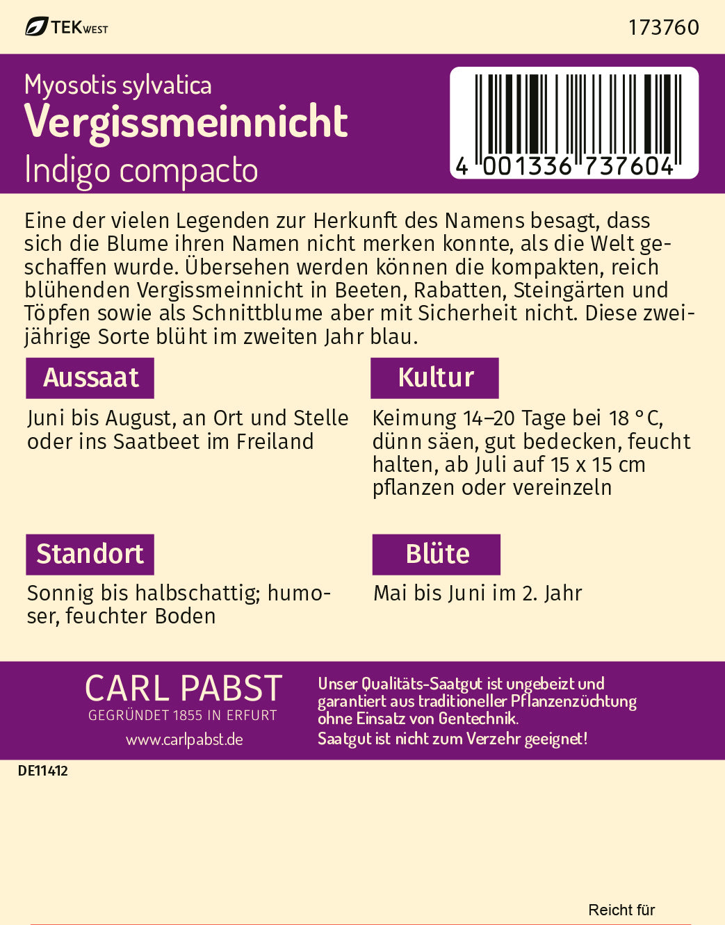Vergißmeinnicht Indigo compacto