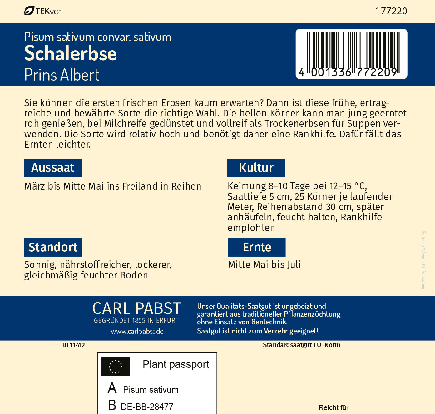 Schalerbse früh & hoch Prins Albert