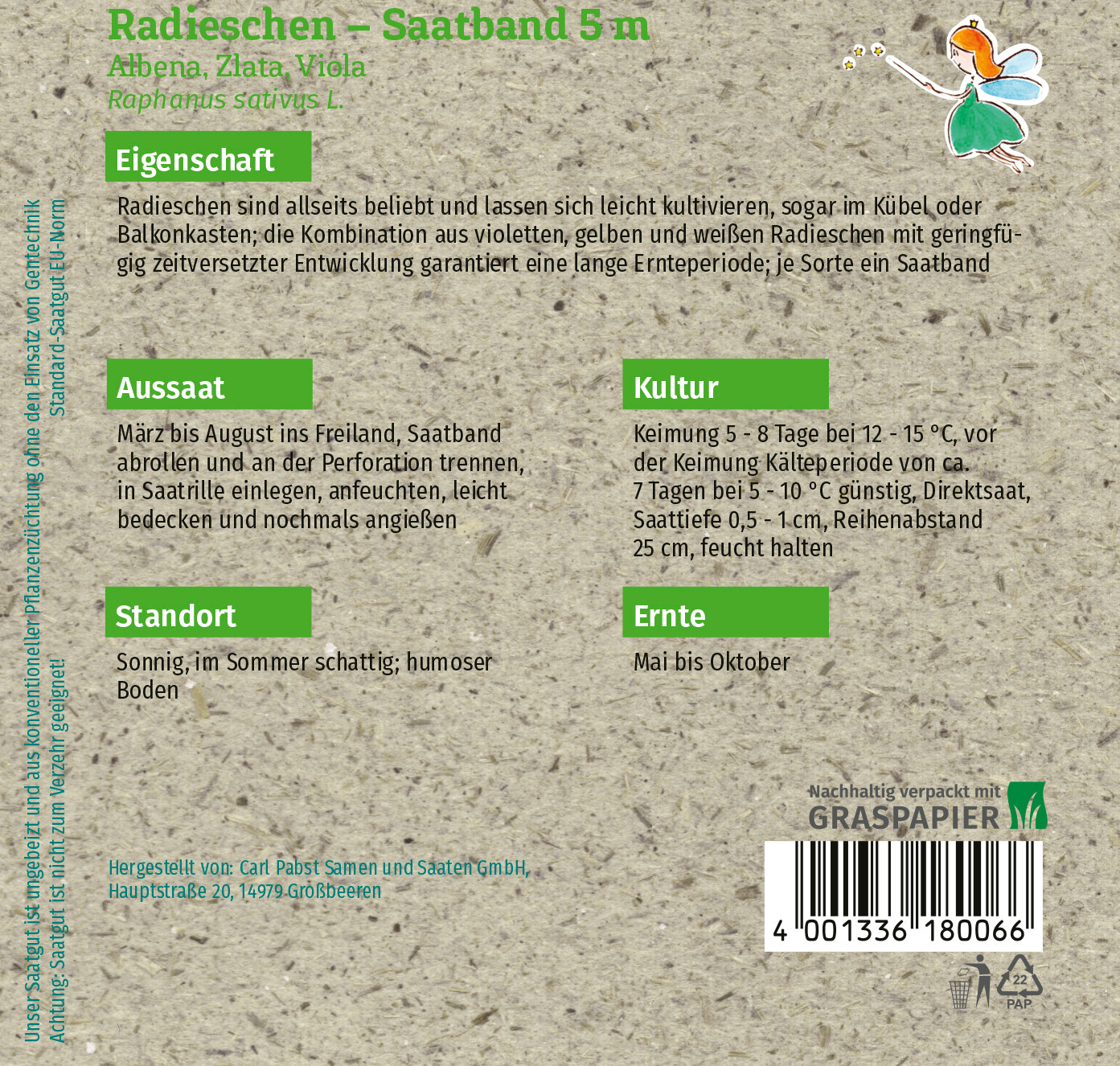 Radieschen Albena Zlata Viola Saatband 5 m