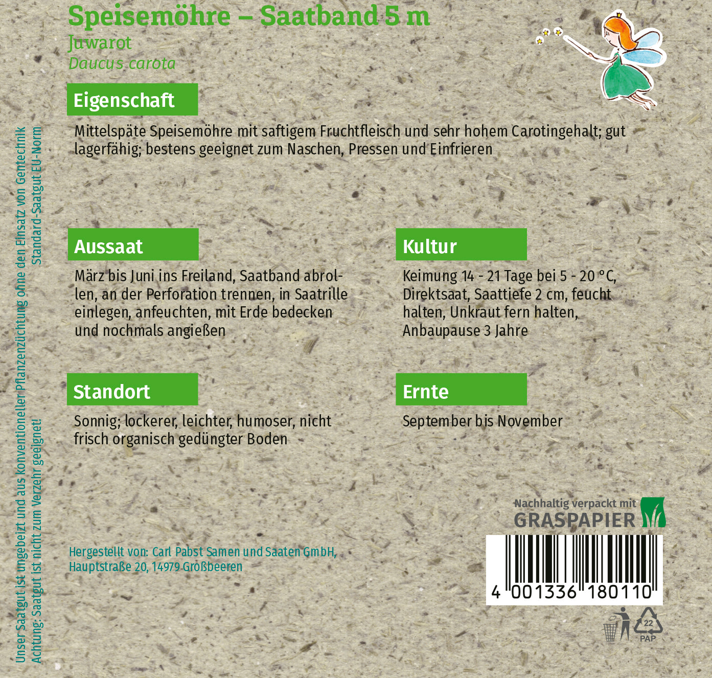 Speisemöhre Juwarot Saatband 5 m