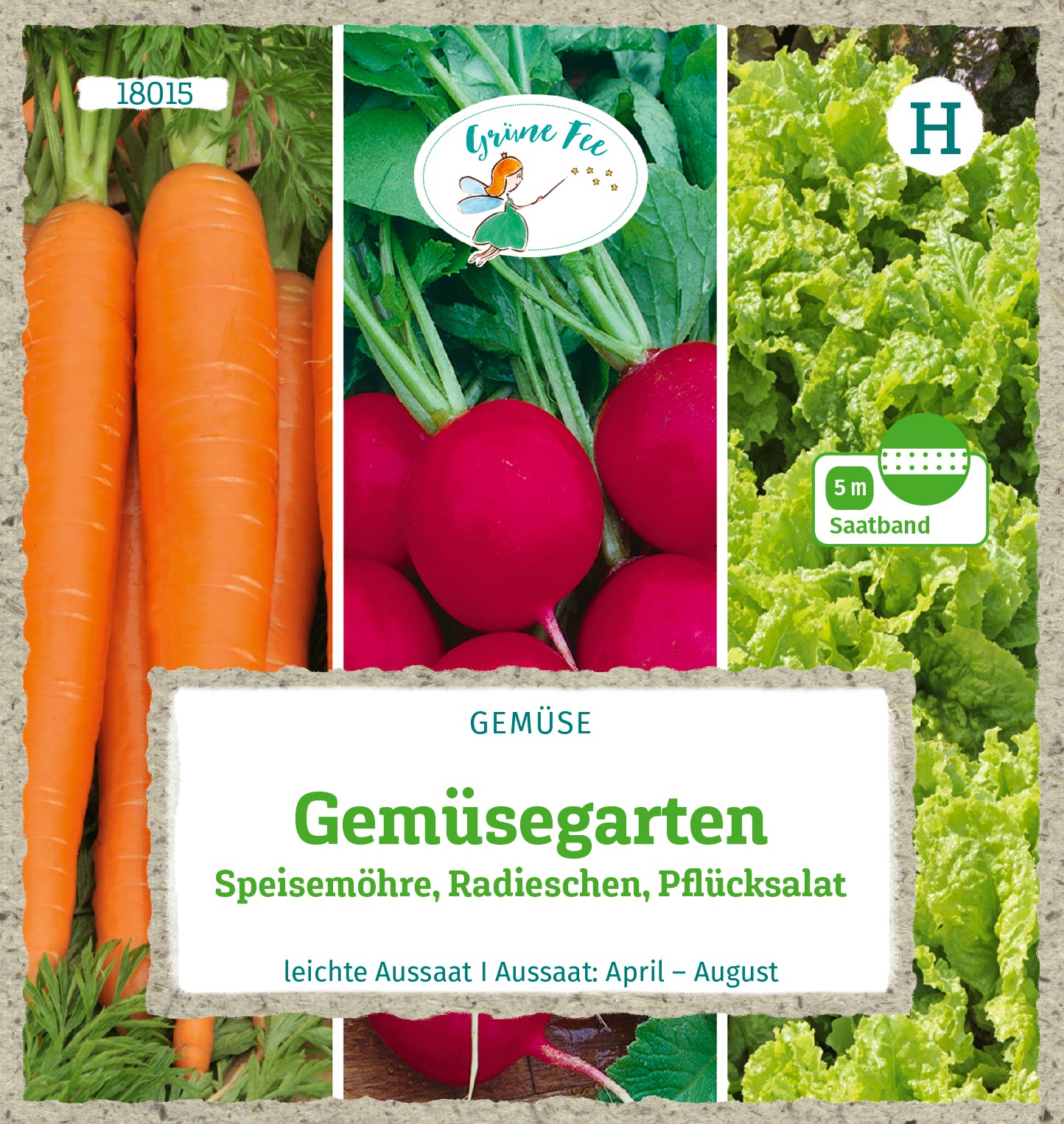 Gemüsegarten Saatband 5 m Speisemöhre Radieschen Pflücksalat