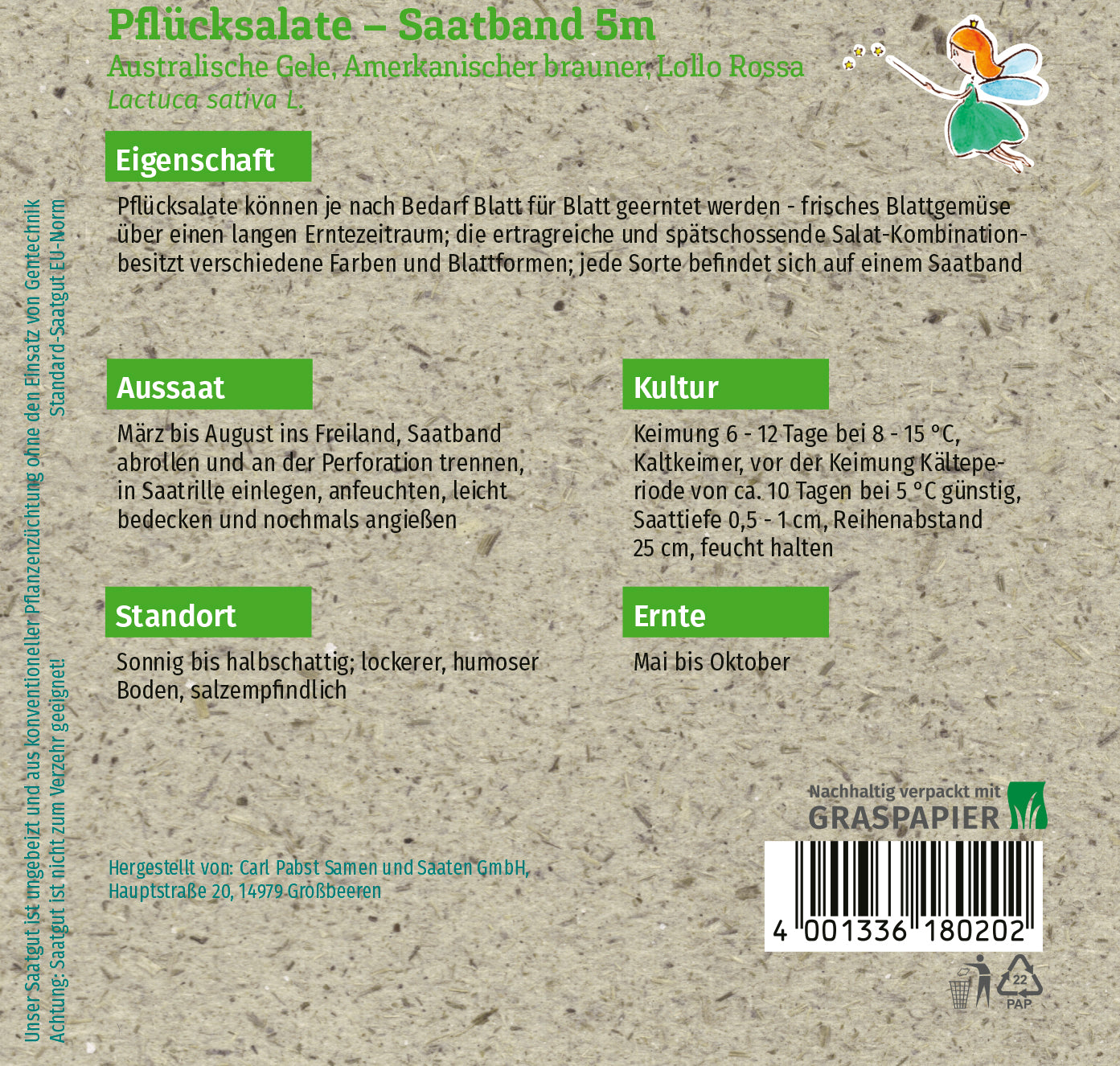 Pflücksalat 3 Sorten Saatband 5 m