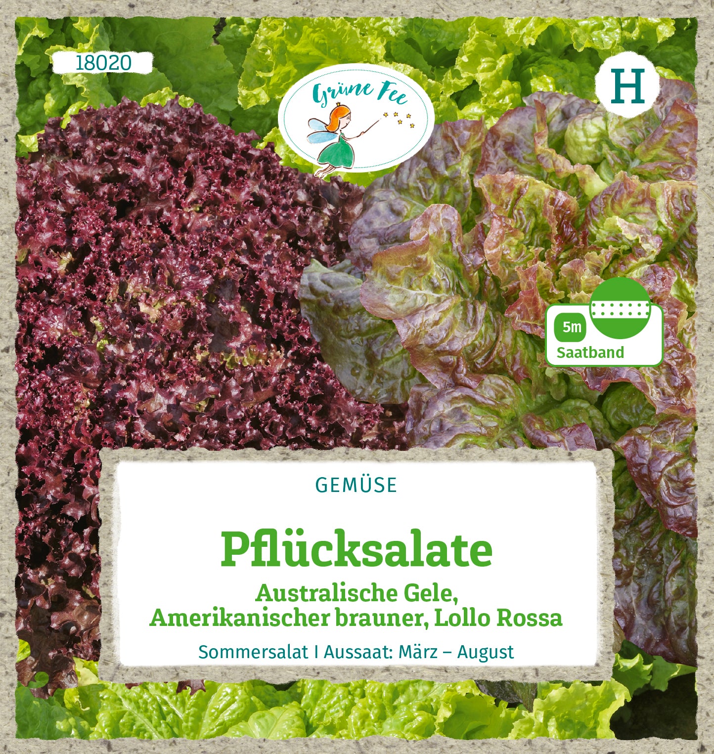 Pflücksalat 3 Sorten Saatband 5 m