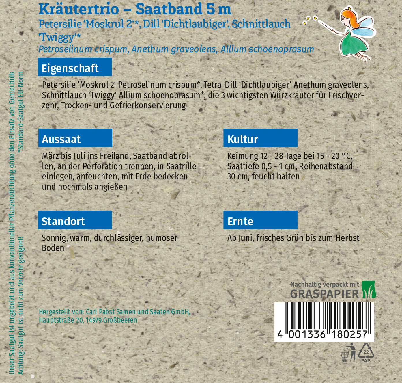 Kräutertrio Saatband 5 m Petersilie Dill Schnittlauch