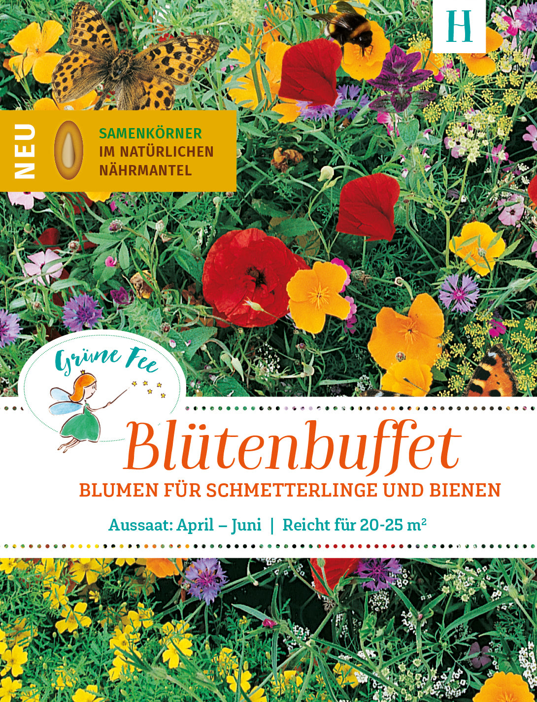 easySeed Blütenbuffet Streuschachtel Blumenmischung für Schmetterlinge und Bienen