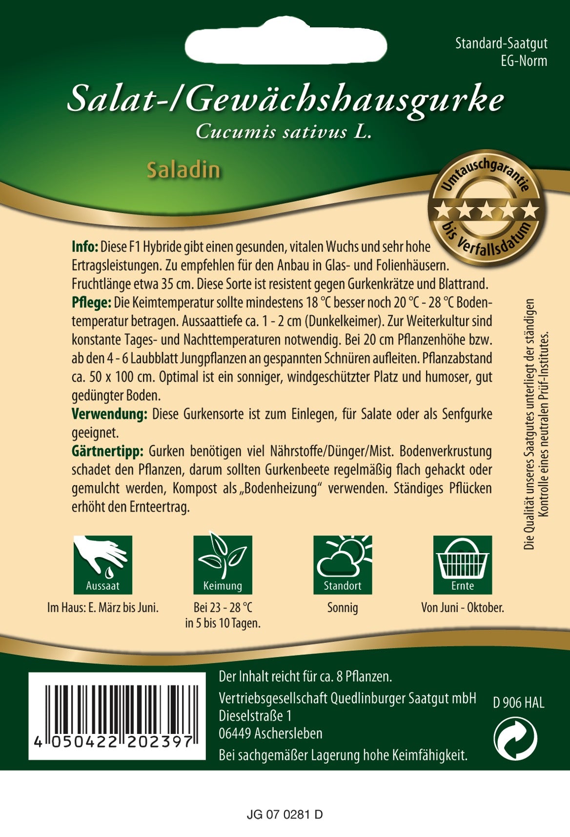 Gewächshausgurken Saladin