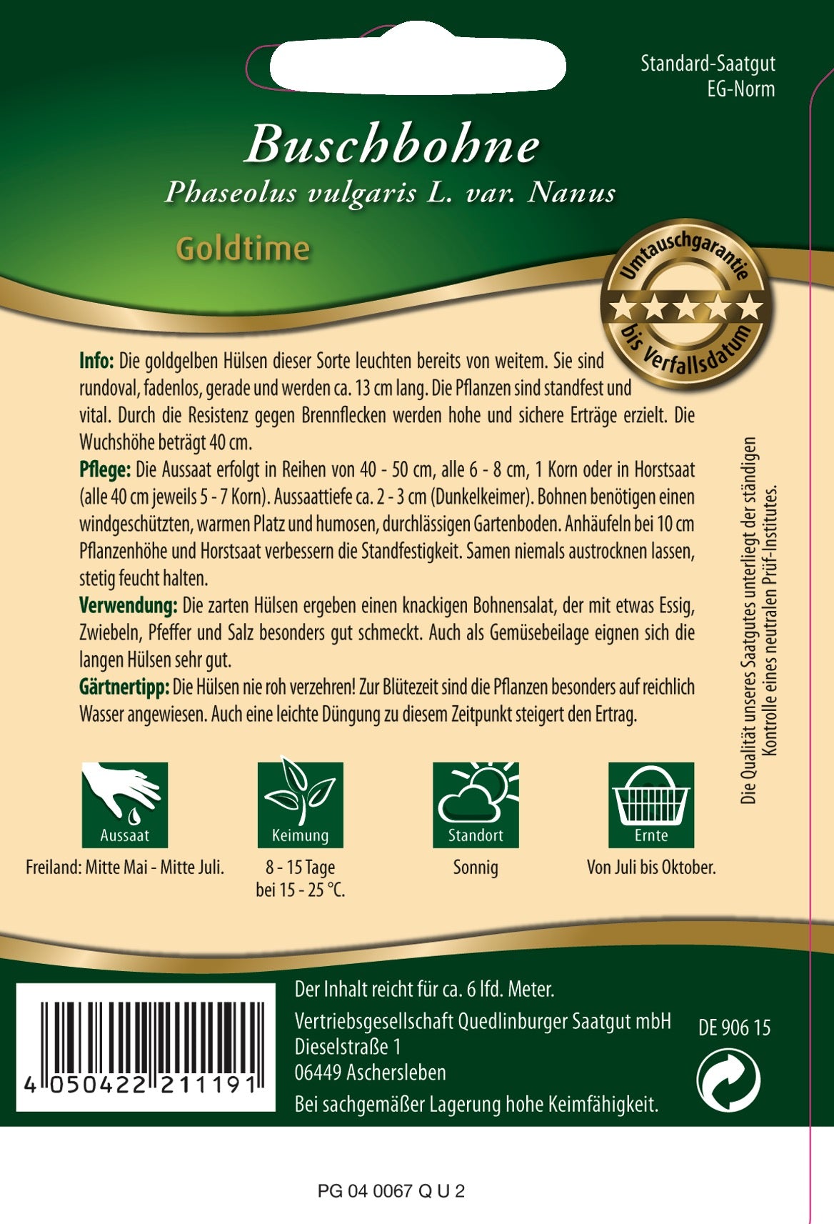 Buschbohnen Goldtime