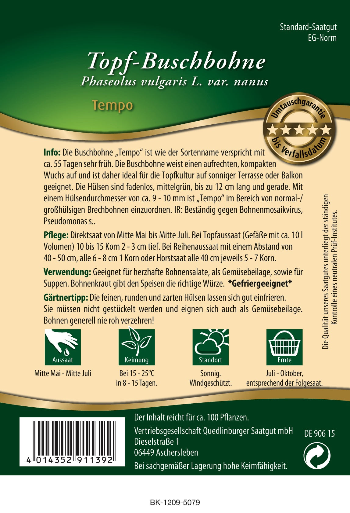 Topf-Busch-Bohnen Tempo