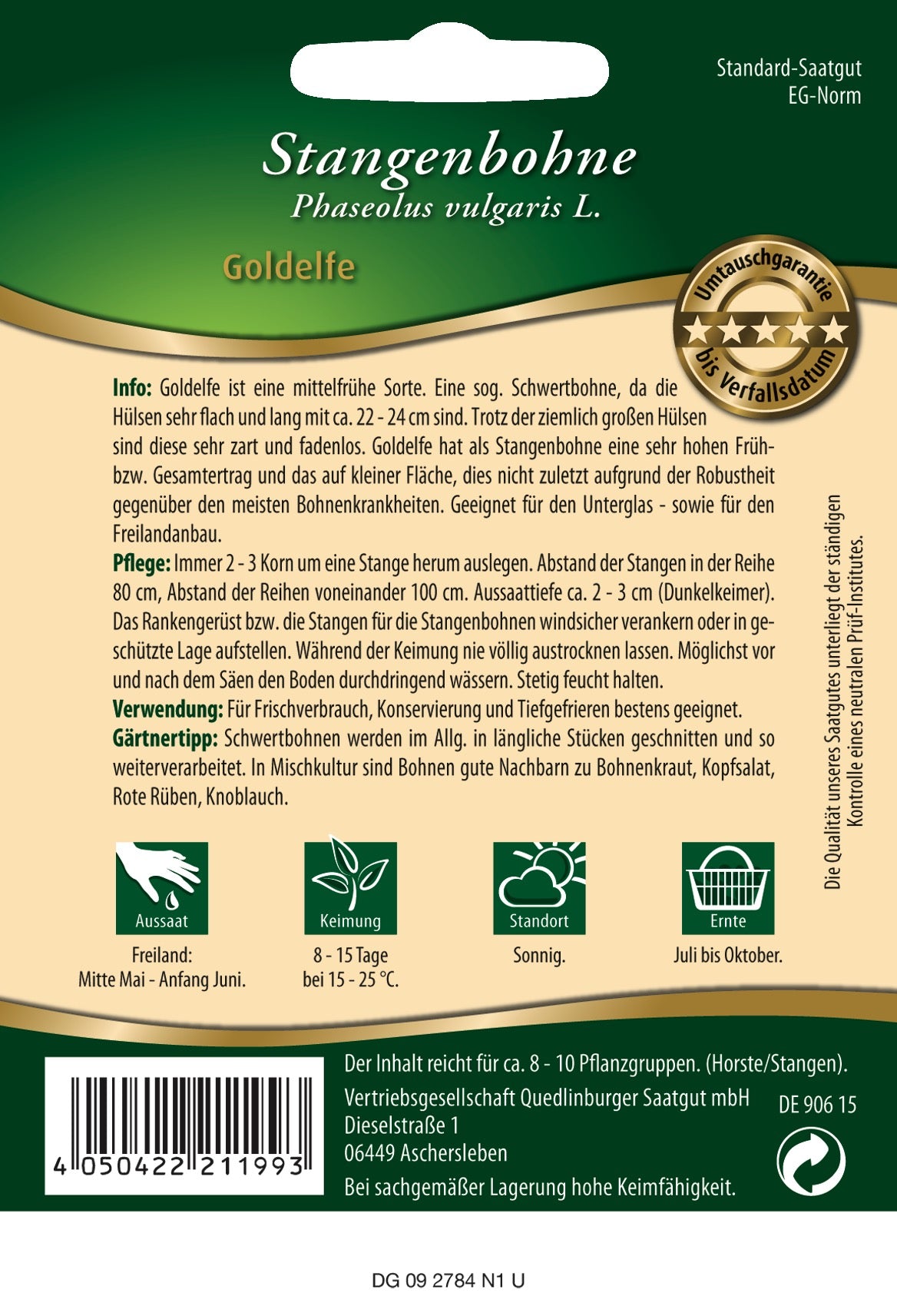 Stangenbohnen Goldelfe