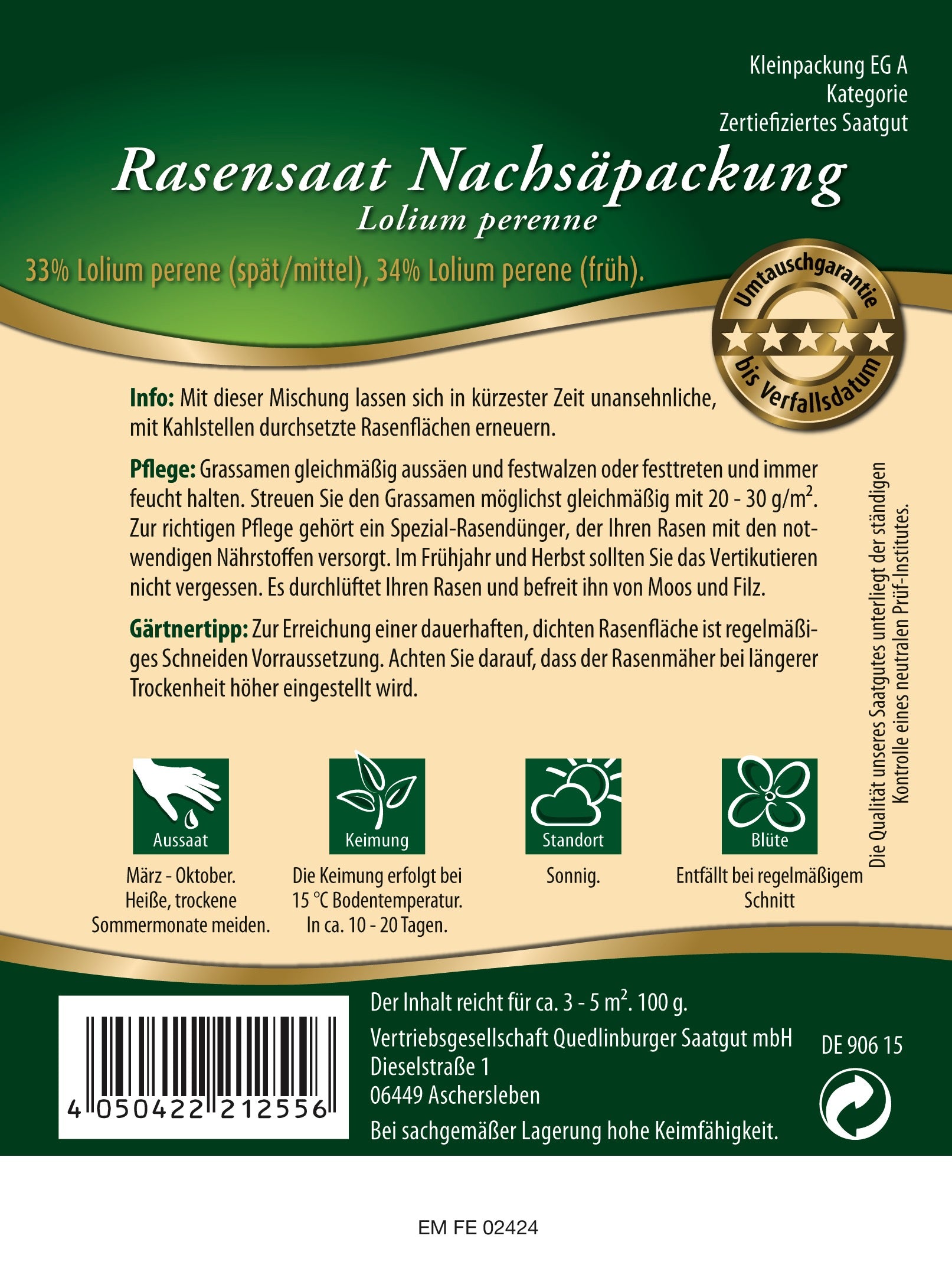 Nachsäpackung Rasen