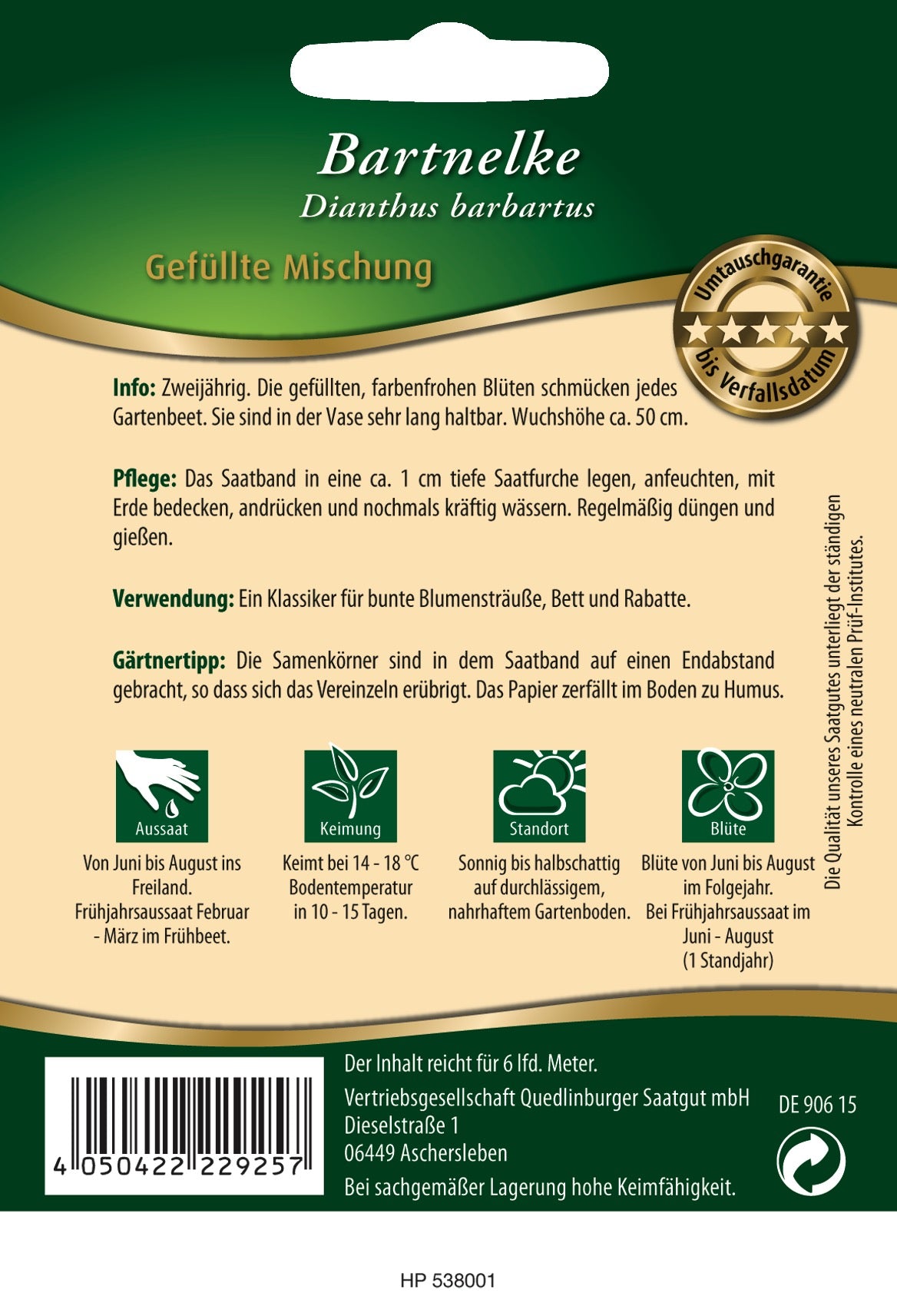 Bartnelken Gefüllte Mischung Saatband