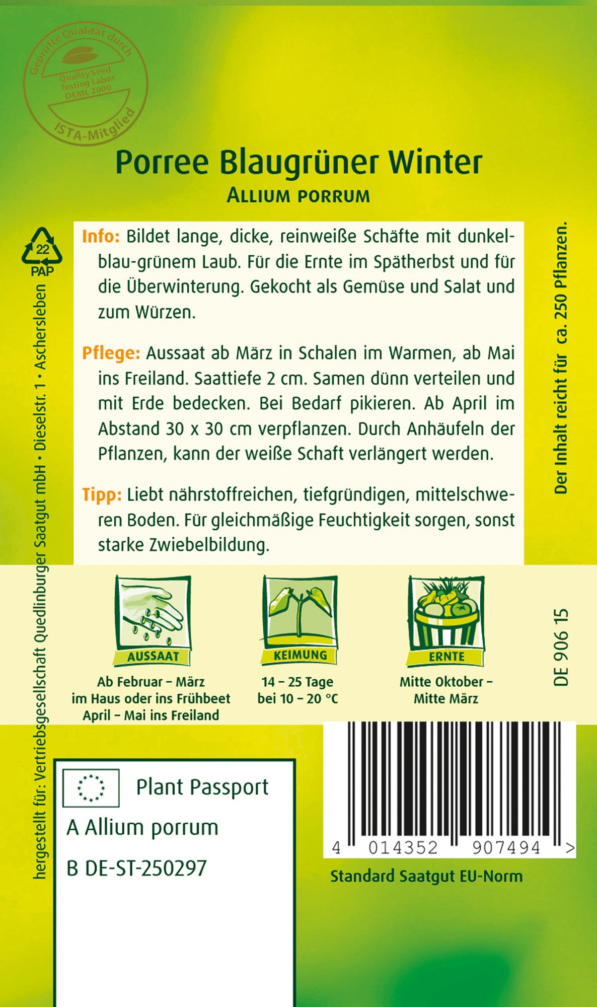 Porree Blaugrüner Winter