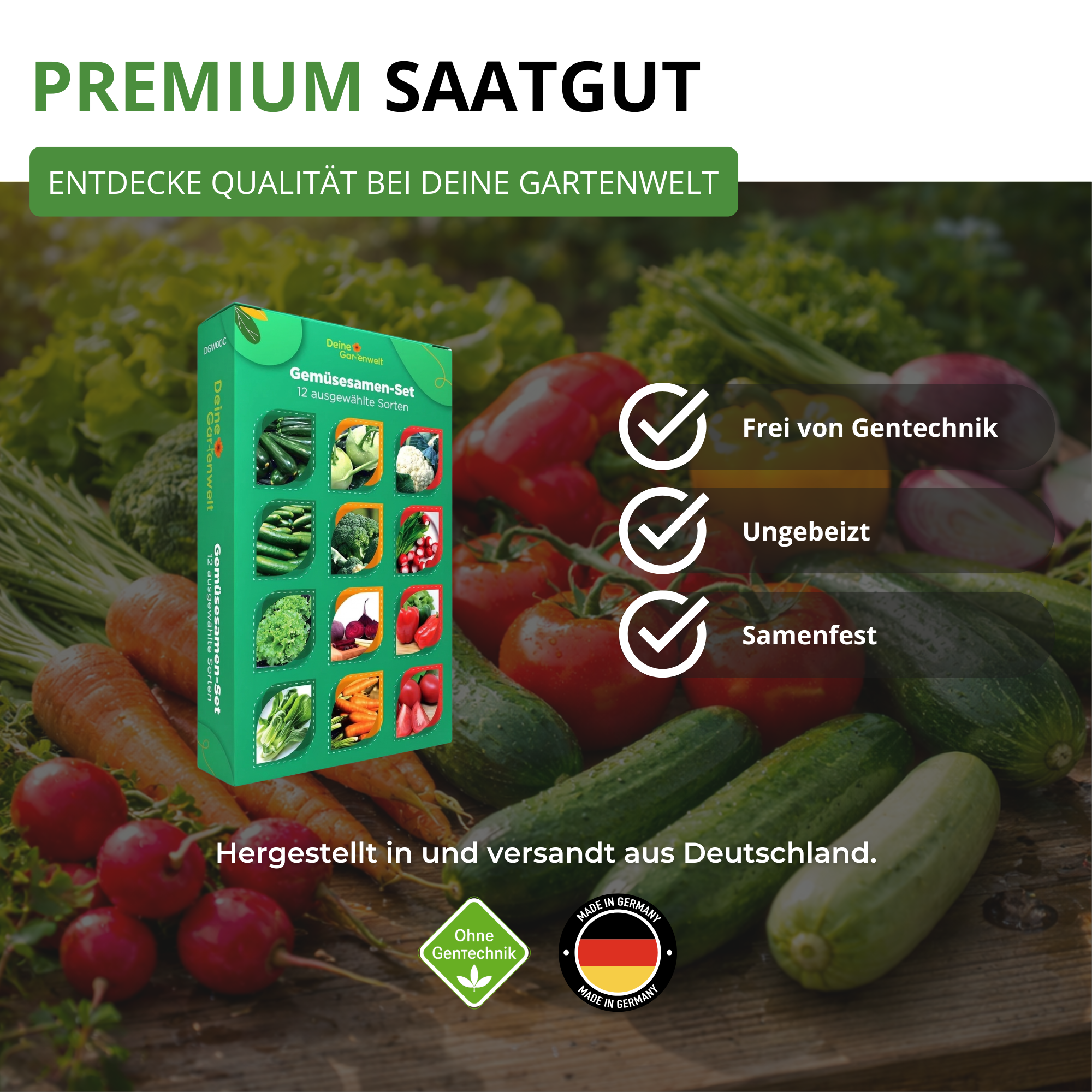 Gemüsesamen-Set mit 12 Sorten