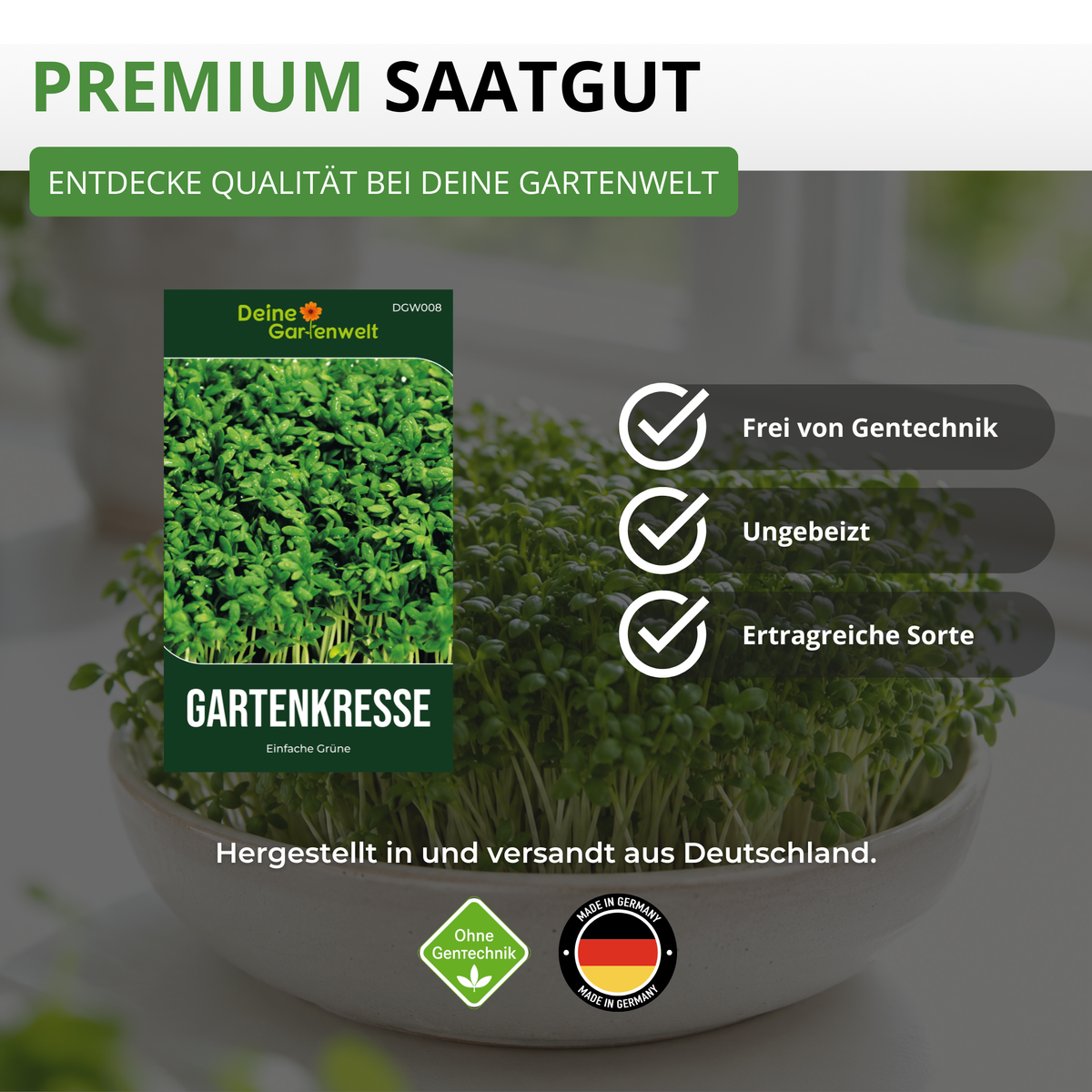 Gartenkresse Einfache Grüne Saatgut