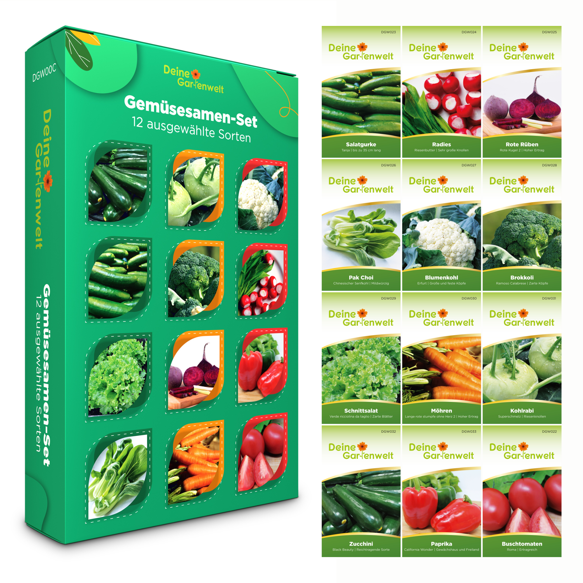 Gemüsesamen-Set mit 12 Sorten