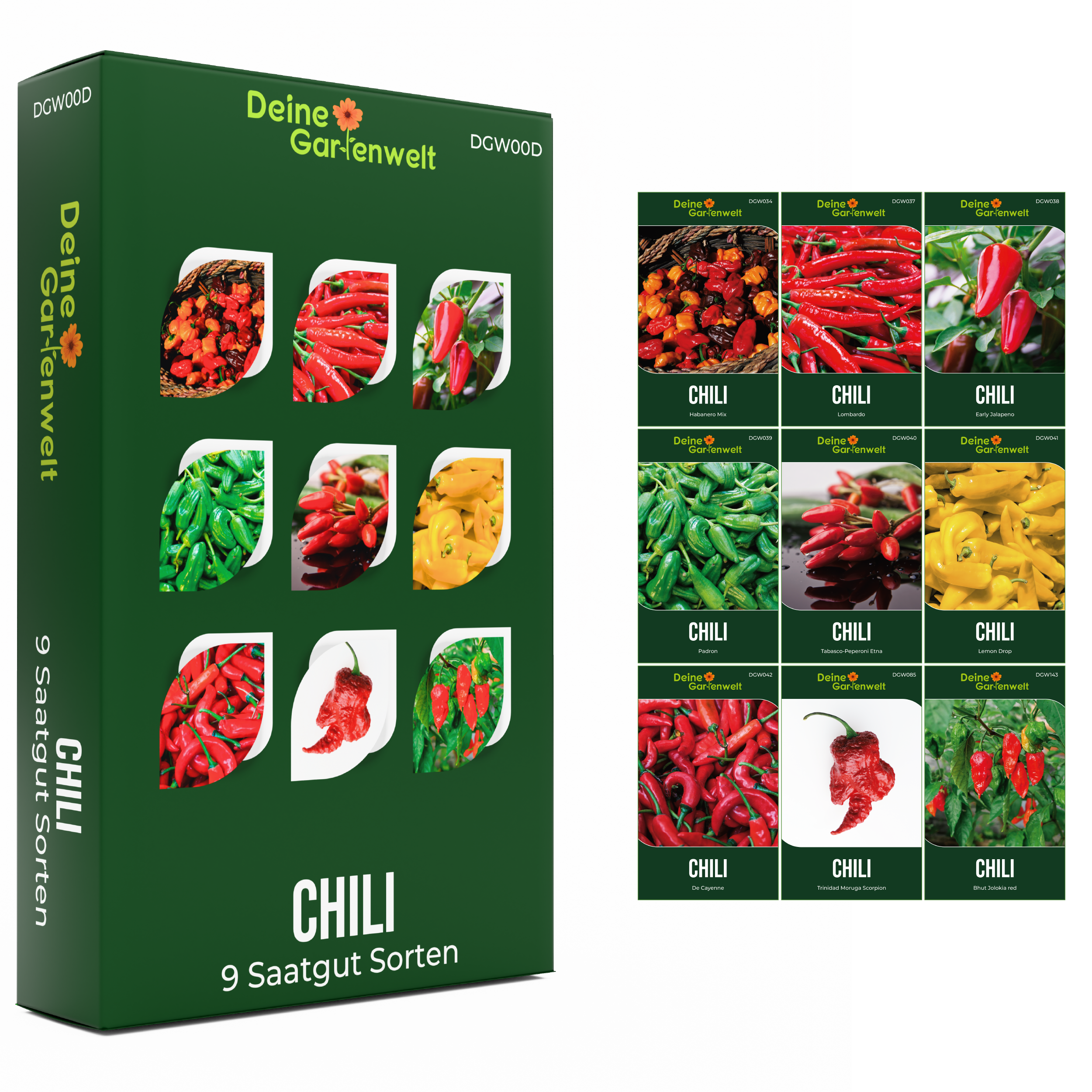 Chilisamen-Set mit 9 Sorten