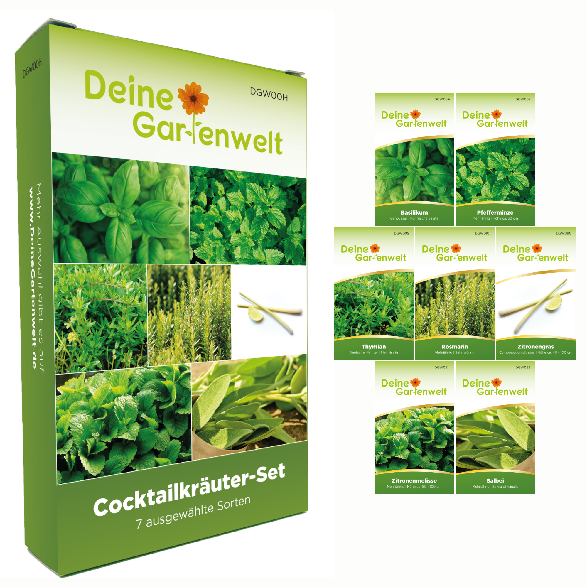 Cocktailkräutersamen-Set mit 7 Sorten