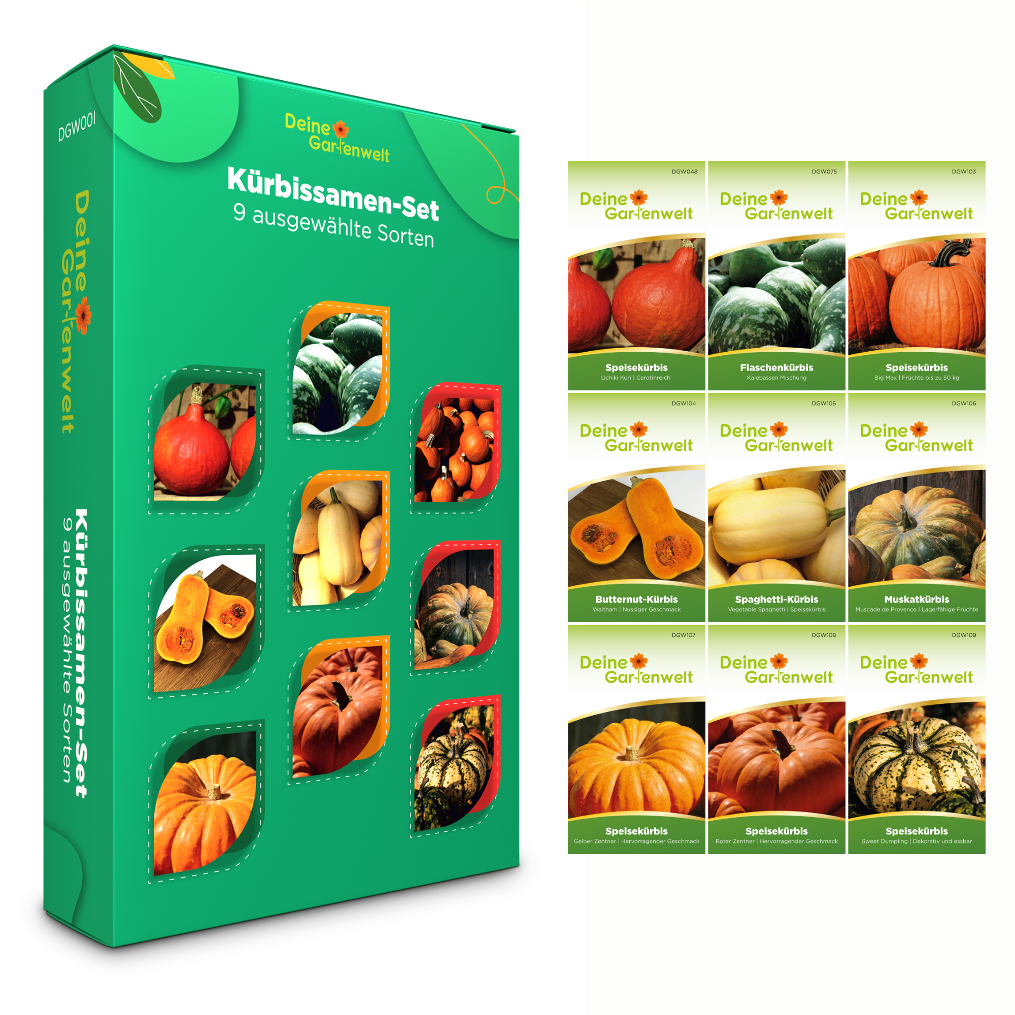 Kürbissamen-Set mit  9 Sorten