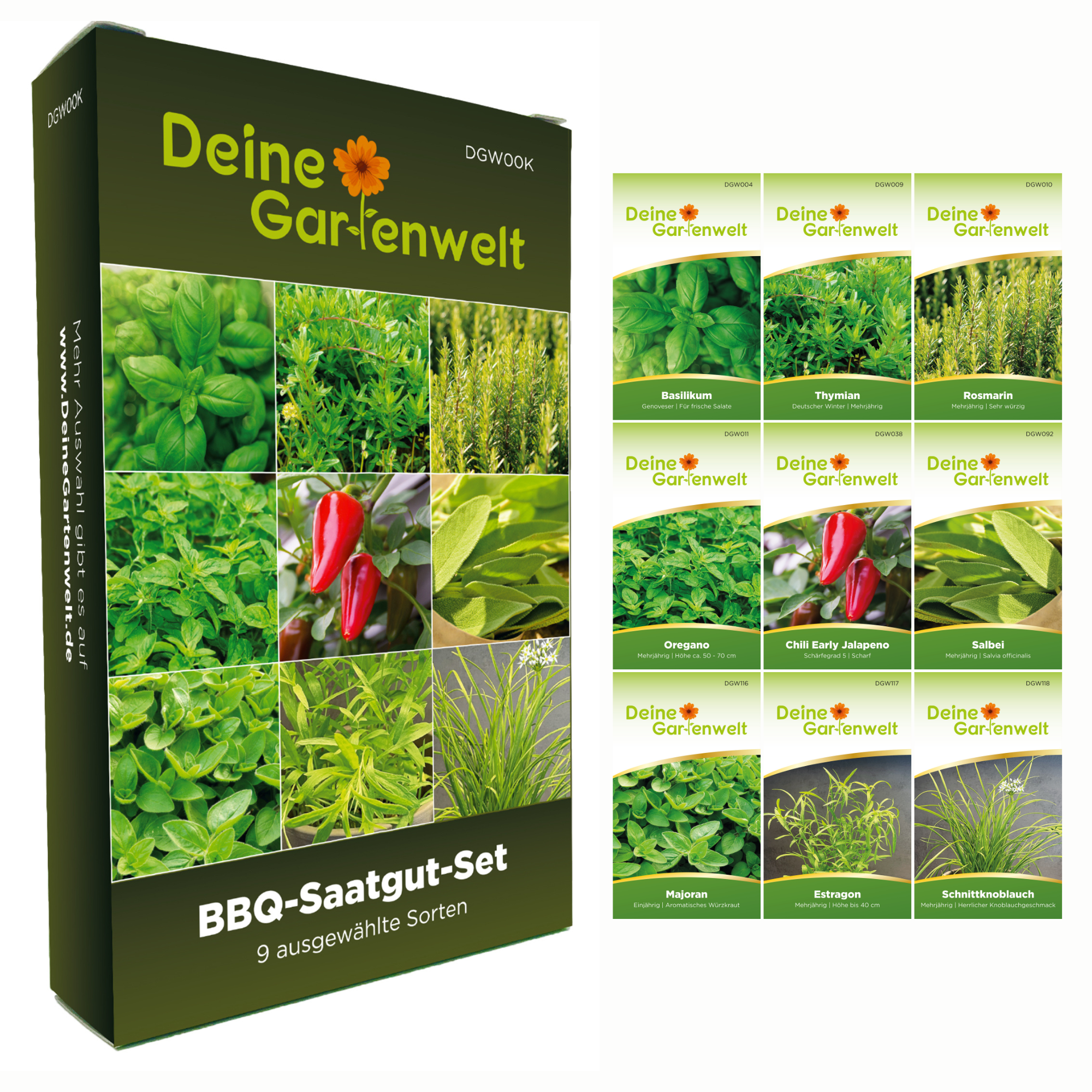 Grillkräutersamen-Set mit 9 Sorten