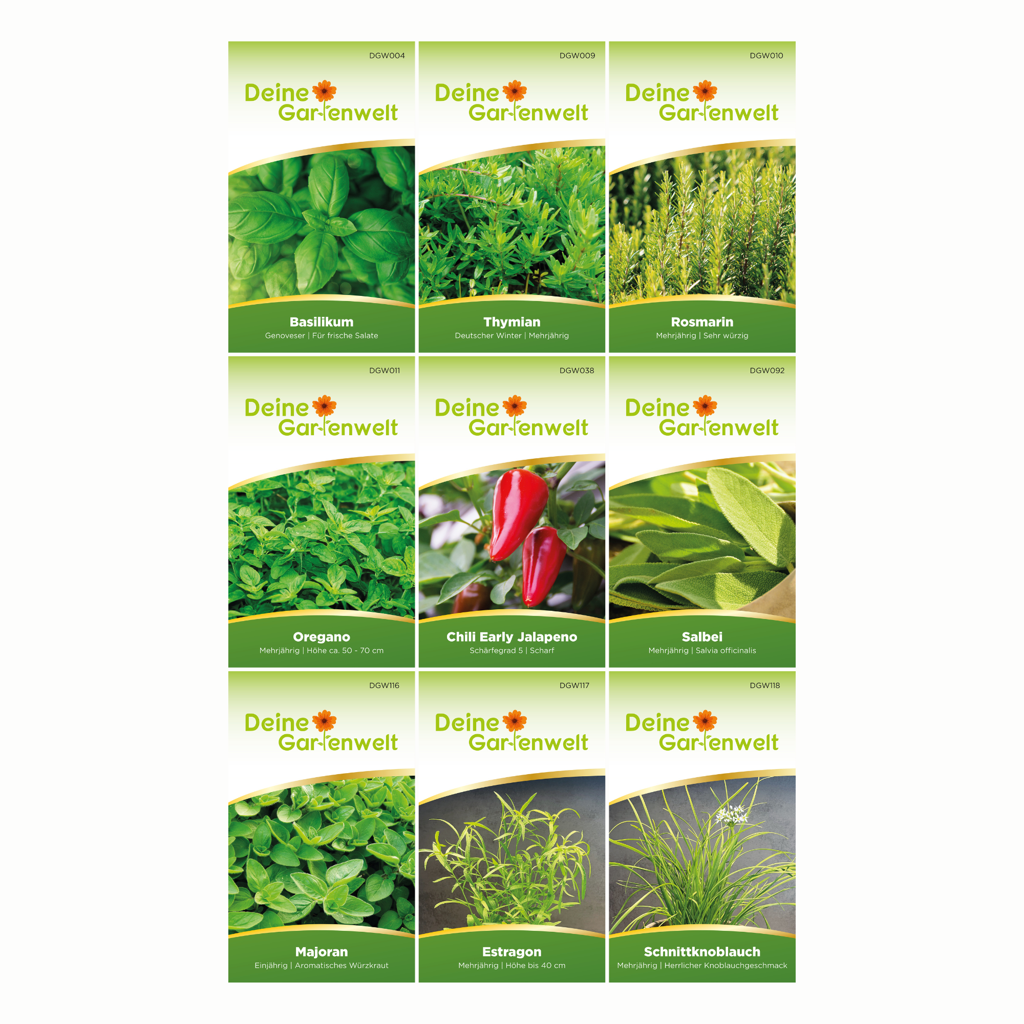 Grillkräutersamen-Set mit 9 Sorten