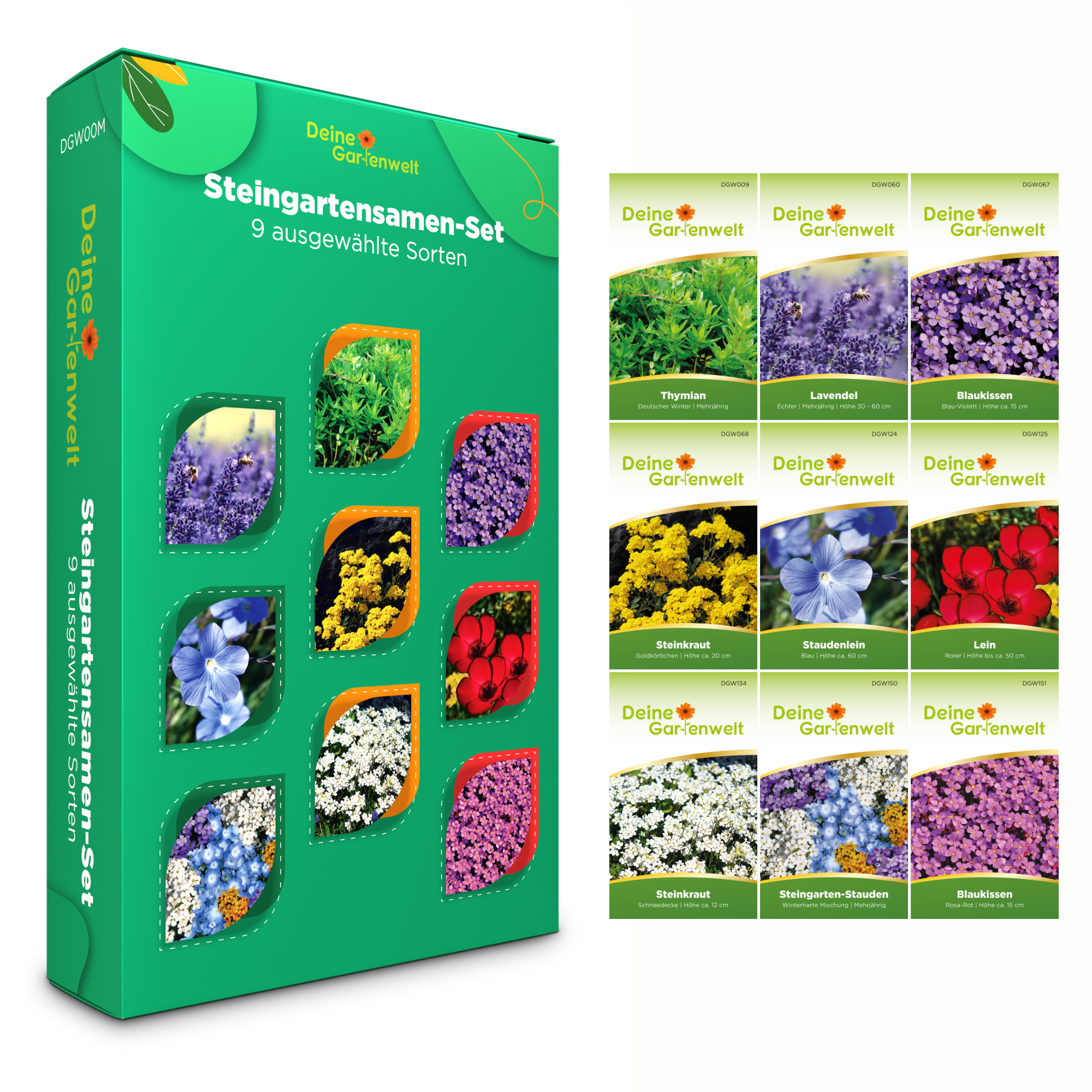 Steingartensamen-Set mit 9 Sorten