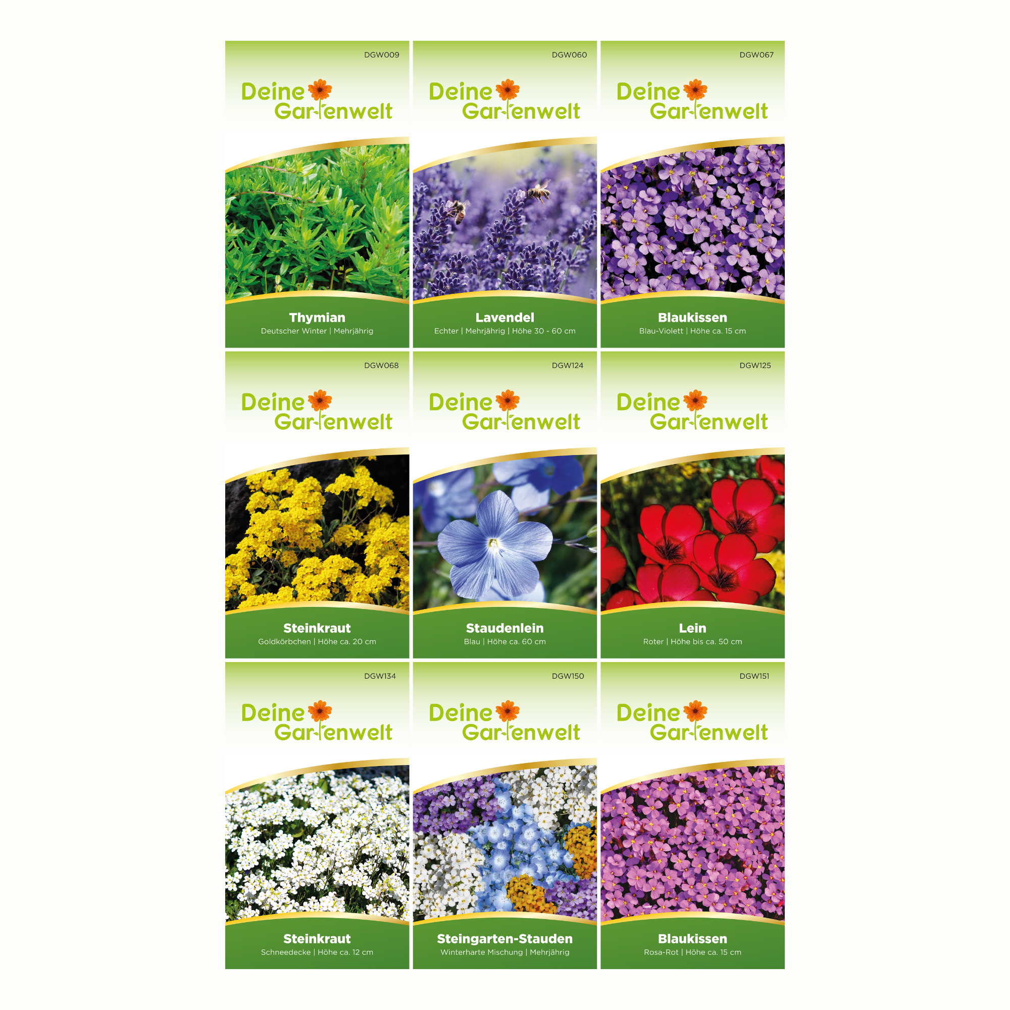 Steingartensamen-Set mit 9 Sorten