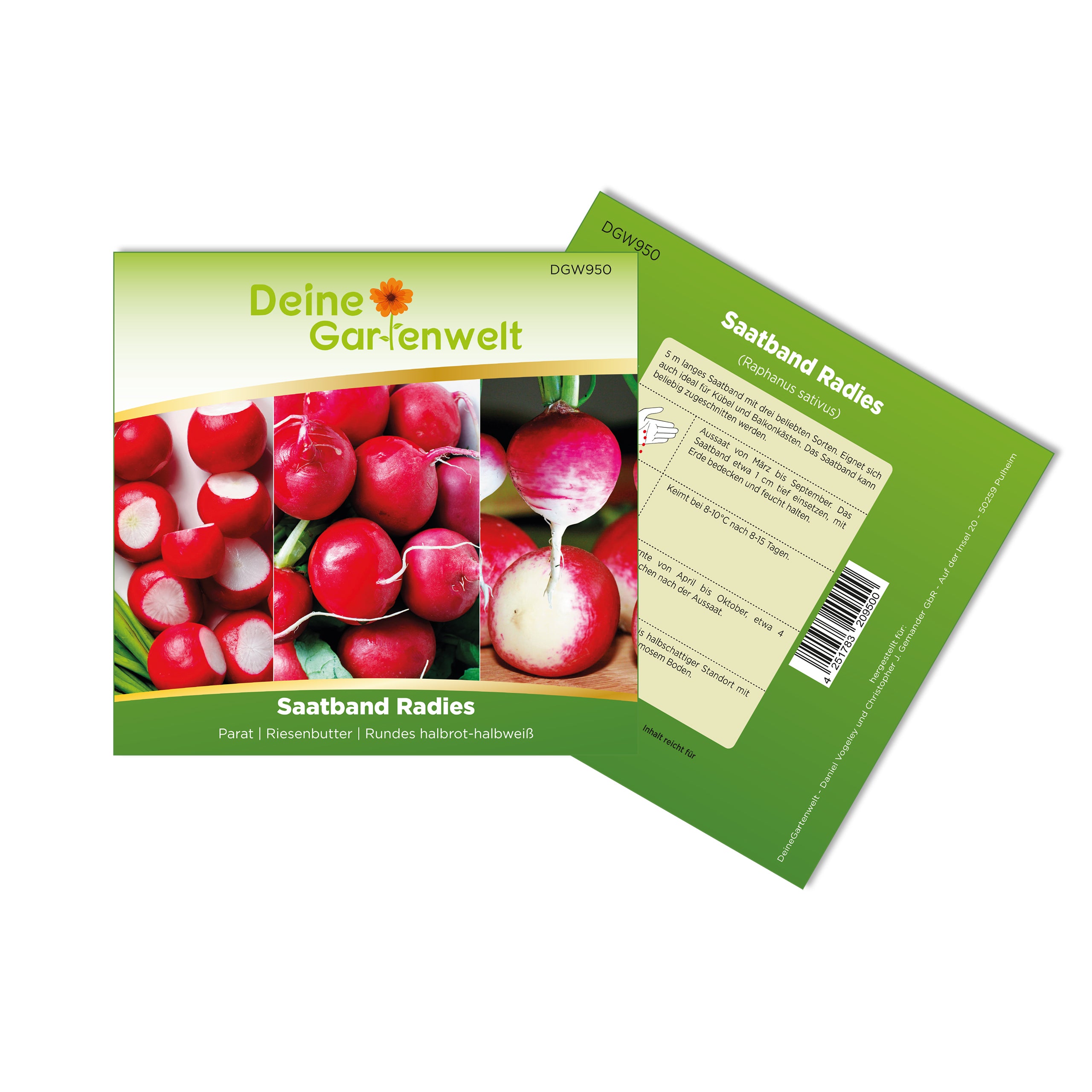 Radieschen 3 Sorten Saatband 5 m