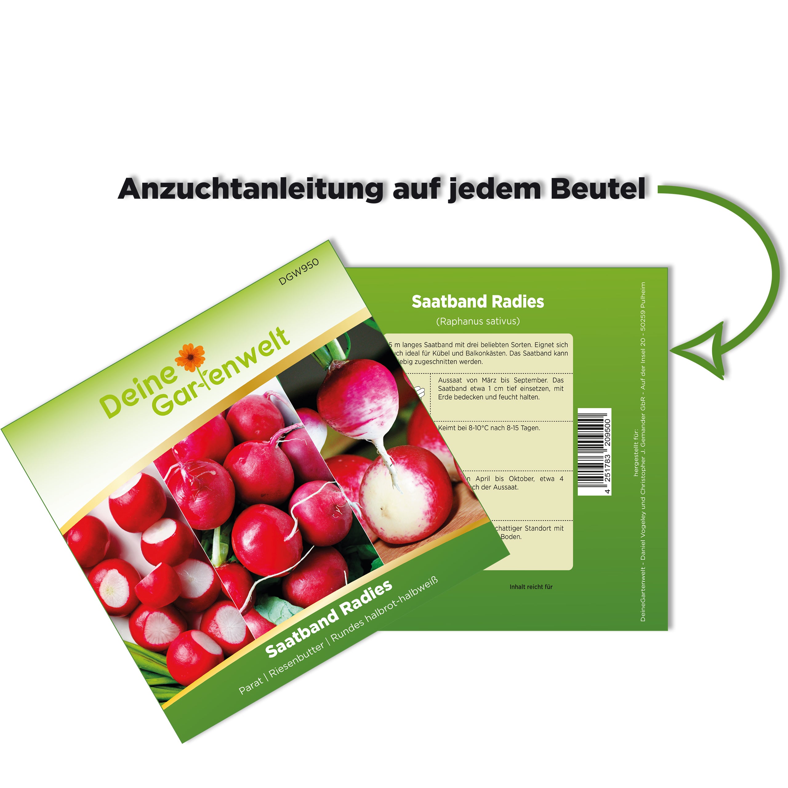 Radieschen 3 Sorten Saatband 5 m